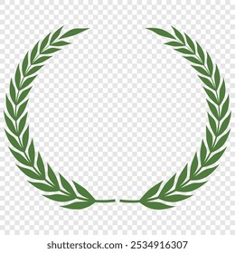 Green wreaths and branches with leaves. Hand drawing laurel wreaths and branches collection. Laurels wreaths, swirls, twigs and flower ornaments. Herbs, flowers and plants elements. Design elements.