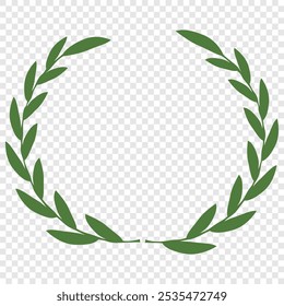 Green wreaths and branches with leaves. Hand drawing laurel wreaths and branches collection. Laurels wreaths, swirls, twigs and flower ornaments. Herbs, flowers and plants elements. Design elements.