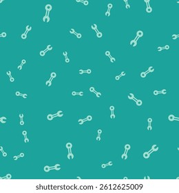Green Wrench spanner icon isolated seamless pattern on green background.  Vector