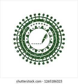 Green writer icon inside rubber stamp