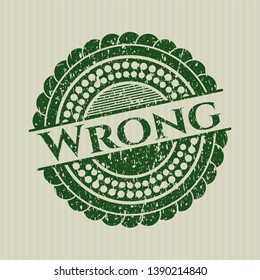Green Wrong rubber stamp with grunge texture