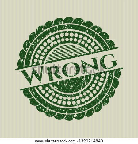Green Wrong rubber stamp with grunge texture