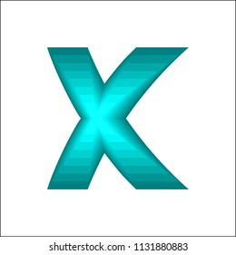 Green X alphabet on white background vector.