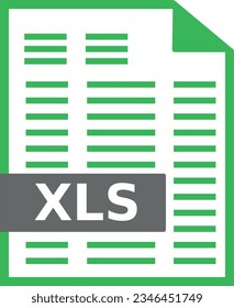 green xls icon. Vector illustration on a white background