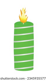 Green xmas candle. vector illustration