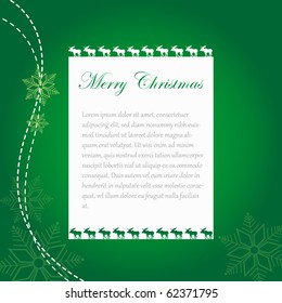 Green Xmas Sheet with Moose, Vector
