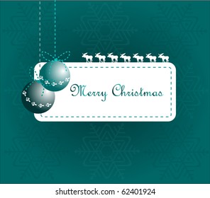 Green Xmas Sheet with Two Bulbs, vector
