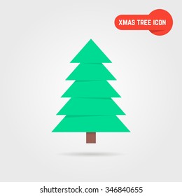 green xmas tree icon with shadow. concept of spruce, family event, x mas tree, nativity, yule. xmas tree isolated on gray background. flat style trend modern logo design xmas tree vector illustration