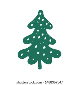 Green xmas tree isolated on white. Vector tree christmas green