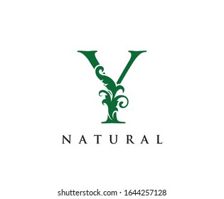 Green Y Letter Logo. Green Floral Y With Classy Leaves Shape design perfect for Boutique, Jewelry, Beauty Salon, Florist , Cosmetics, Spa, Hotel and Restaurant Logo. 