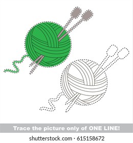 Green Yarn. Dot to dot educational game for kids.