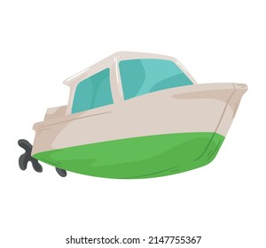 green yatch vehicle isolated icon