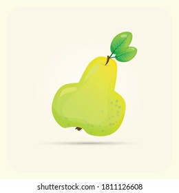 Green and yeallow fruitfull pear, illusrtation, isolated