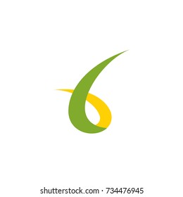 Green and Yellow 6 Six Number Logo Vector