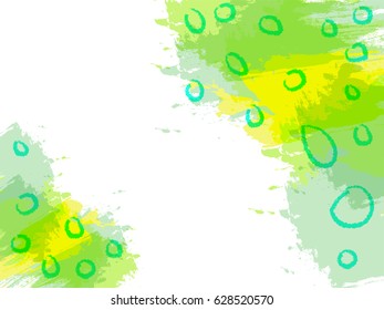 Fondo abstracto verde y amarillo con trazos de pincel.