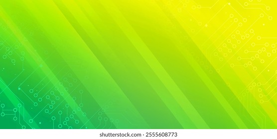 Green yellow abstract background, digital technology speed connect, cyber nano information,  communication, innovation future tech data, internet network connection, Ai big data, line dot illustration