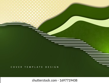 Fondo abstracto verde y amarillo, formas onduladas, capas, semitonos, líneas rectas. Diseño moderno de la cubierta. Ilustración del vector