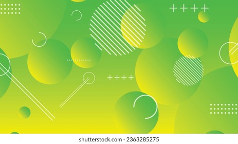 Green and yellow abstract circle gradient graphic background for brochure flyer banner template design