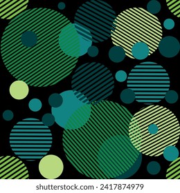 Green and yellow abstract geometric background with circles, trendy clothing color.