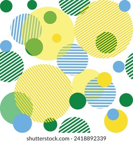 Green and yellow abstract geometric background with circles, trendy clothing color.