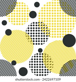 Grüner und gelber abstrakter geometrischer Hintergrund mit Kreisen, trendiger Kleidungsfarbe.