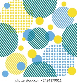 Green and yellow abstract geometric background with circles, trendy clothing color.