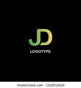 Green yellow abstract techno letter JD logo icon. Creative design for business or brand identity.