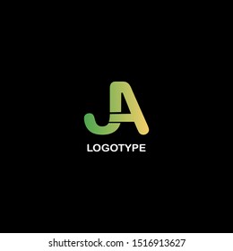 Green yellow abstract techno letter JA logo icon. Creative design for business or brand identity.