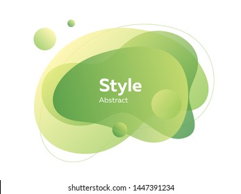 Green and yellow abstract transparent layers, lines and circles. Fluid shapes, wavy lines, overlays, paper style. Vector illustration for banners, prints, logo design