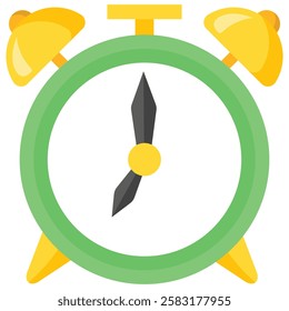 Green and yellow alarm clock ideal for lifestyle blogs, morning routine articles, or time management concepts in design projects.