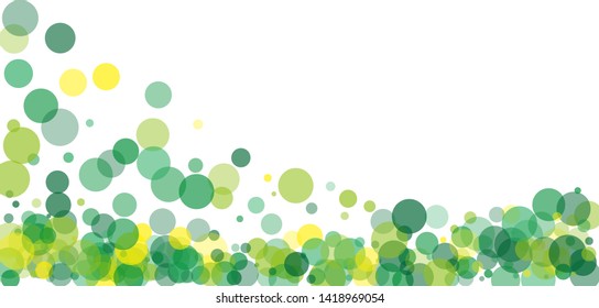 Green and yellow babble on white background. Different shades and size. Vector illustration 