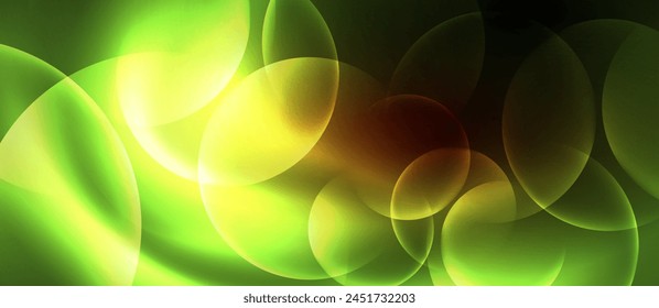 A green and yellow background with circles resembling terrestrial plant cells. The pattern is reminiscent of grass and macro photography, creating a fractal art effect with graphics