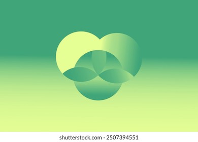 Un fondo verde y amarillo con una forma de corazón