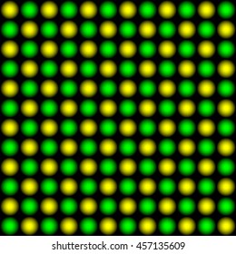 green and yellow balls on a black background