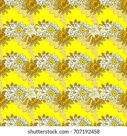 Green, yellow and beige stained glass vitrage. Floral textile print. Seamless pattern morrocan ornament. Islamic vector oriental background with abstract flowers.