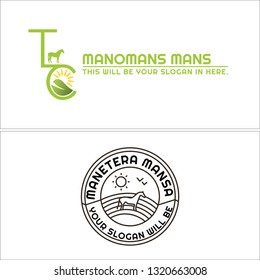 Green yellow black line art horse sun leaf combination mark logo design concept suitable for breeder desert animal landscape zoology wildlife