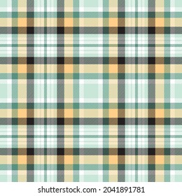 Green, yellow and black tartan. Seamless vector plaid pattern suitable for fashion, home decor or stationary.