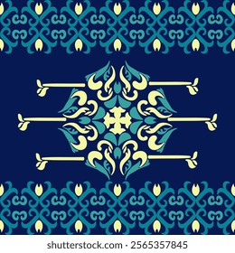 Green, yellow, and blue damask seamless vector background. baroque-style pattern. Graphic ornate pattern for wallpaper, fabric, packaging, and wrapping. Damask flower ornament.
Vector Formats
