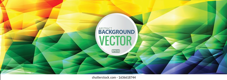 Green, yellow  and blue geometric triangles background, polygonal design. Vector EPS 10 illustration.