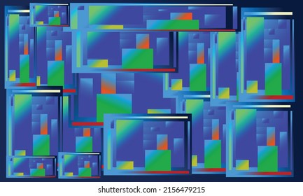 green, yellow, blue, red and purple abstract