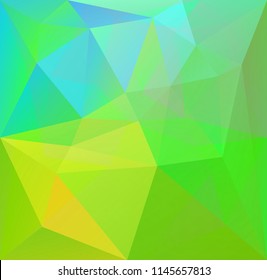 Green, yellow and blue tiangular background. Vector 3d effect backdrop. Polygonal geometric wallpaper, clean and fresh, environmental colored