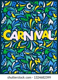 Green yellow blue vertical abstract banner. Horizontal carnaval design template with lettering logo