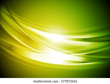 Green and yellow blurred abstract waves background. Vector design