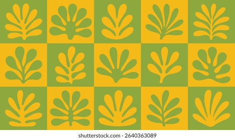 Green Yellow Botanical Pattern, Tropical Leaf Seamless Background, Eco Nature Tile Design, Modern Foliage Fabric Print, Abstract Organic Plant Wallpaper