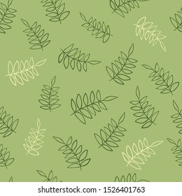 Green and yellow branches on light background. Seamless season pattern.