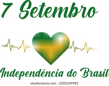 Green and yellow Brazil heart on white background Brazil's independence day September 7th. Brazilian patriotism.Coração brasil verde e amarelo em fundo branco dia independencia do brasil 7 de setembro