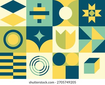 Grüne und gelbe helle geometrische Formen Layout Kollage Kunstwerk Vektor