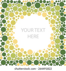 Green and yellow bubbles background. Copy space.