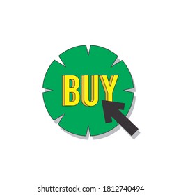 green and yellow buy icon with a black cursor arrow