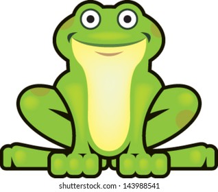 Green and Yellow Cartoon Frog Vector Illustration